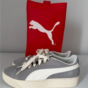 Puma Suede Gray and White Sneakers